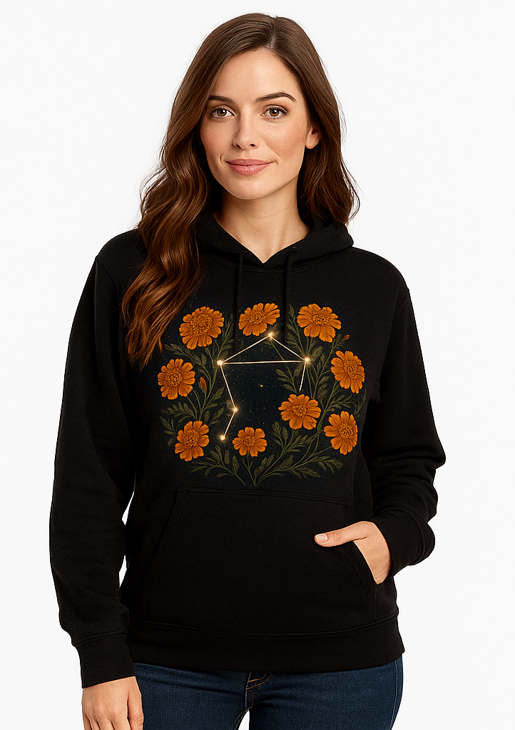 Orange Floral Ring, Starry Night Sky Design