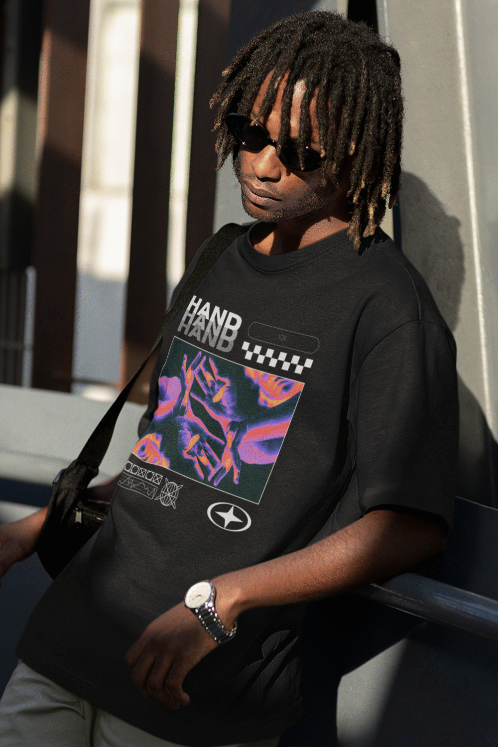 Vaporwave Art Print, Black Unisex Streetwear